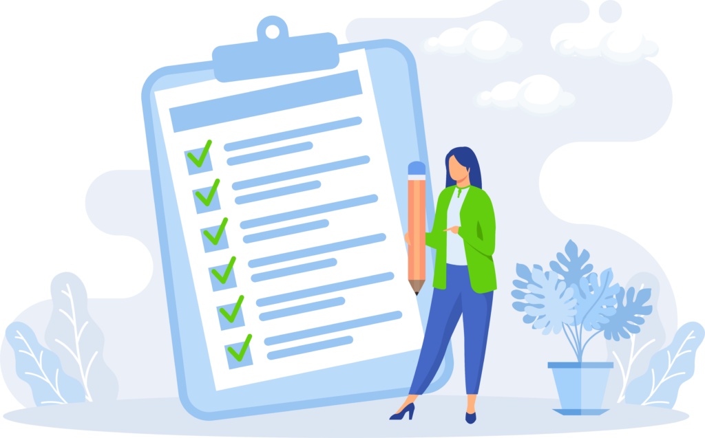 Checklists diários + Frases prontas
