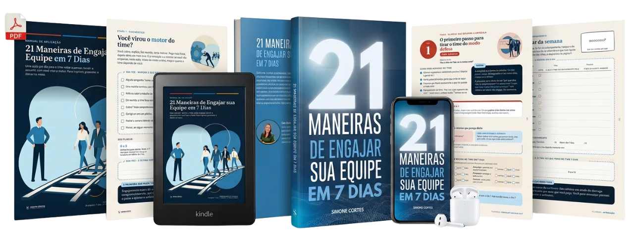 Playbook 21 Maneiras de Engajar Sua Equipe em 7 Dias em tablet, celular e livro