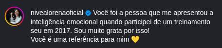 Comentário de nivealorenaoficial sobre treinamento em 2017
