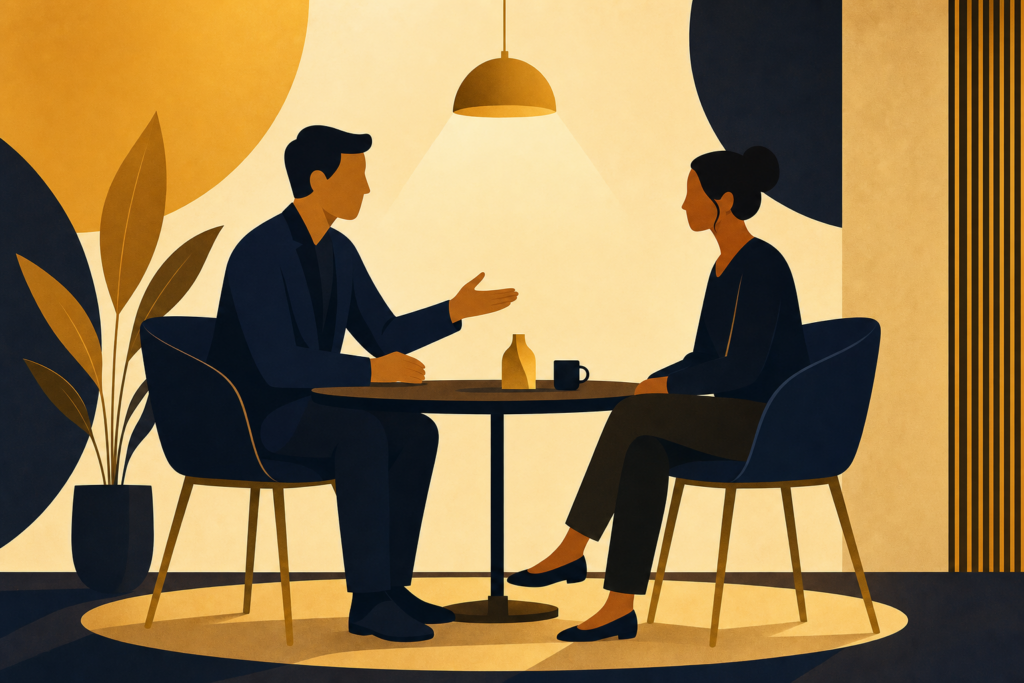 Ilustração de uma conversa de feedback