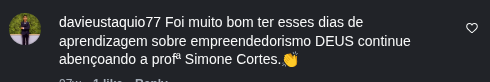 Comentário de davieustaquio77 sobre palestra de empreendedorismo