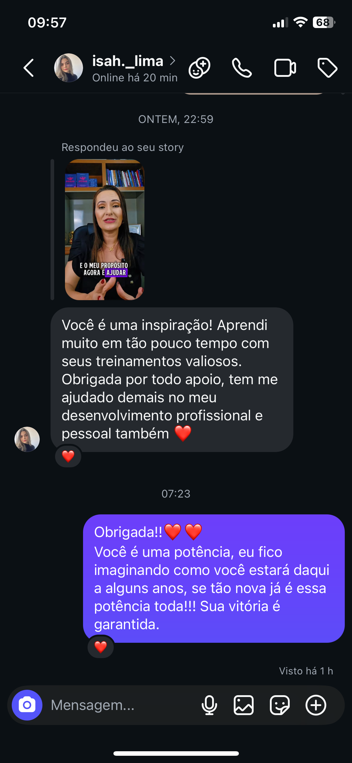 Comentário de isah._lima sobre treinamentos