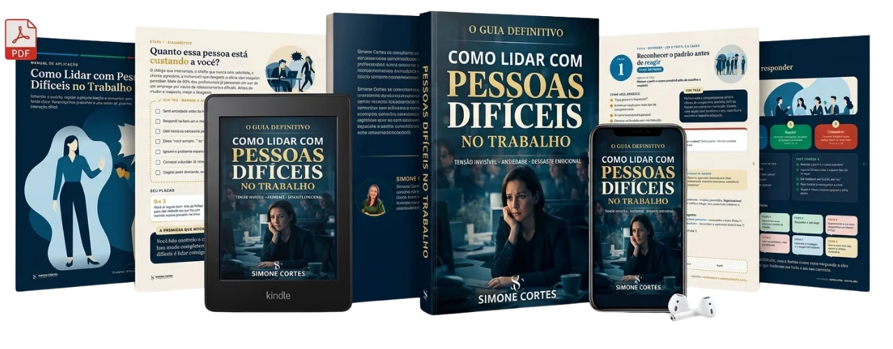 Playbook Como Lidar com Pessoas Difíceis no Trabalho em tablet, celular e livro